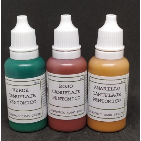 Set de 3 Acrilicos, Set Camuflaje Pentómico. Bote 17 ml. Marca BMR. Ref: SETCAMOPENTOMICO.