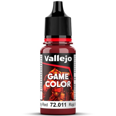 Acrilico Game Color, Rojo Visceral, New, Bote 17 ml. Marca Vallejo. Ref: 72.011, 72011.