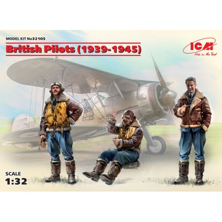 British Pilots (1939-1945) (3 figures). Escala 1:32. Marca ICM. Ref: 32105.