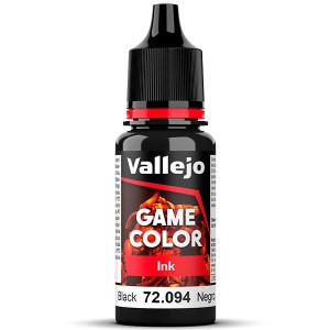 Acrilico Game Color, Tinta negra. Bote 17 ml. Marca Vallejo. Ref: 72.094.