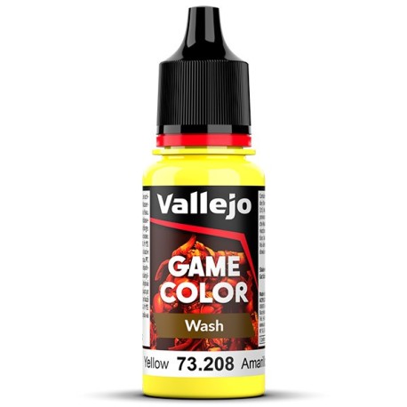 Acrilico Game Color, lavado Amarillo. Bote 17 ml. Marca Vallejo. Ref:73208,  73.208.