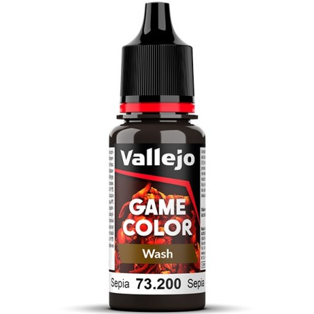 Acrilico Game Color, lavado Sepia. Bote 18 ml. Marca Vallejo. Ref:73200,  73.200.
