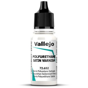 Barniz políuretano,  Satinado. Bote 18 ml. Marca Vallejo. Ref: 72.652.