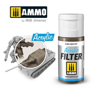 ACRYLIC FILTER Dirt. Bote de 15 ml. Marca Ammo of Mig Jimenez. Ref: AMIG0800, 0800.