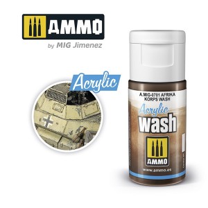 ACRYLIC WASH Afrika Korps Wash. Bote de 15 ml. Marca Ammo of Mig Jimenez. Ref: AMIG0701, 0701.