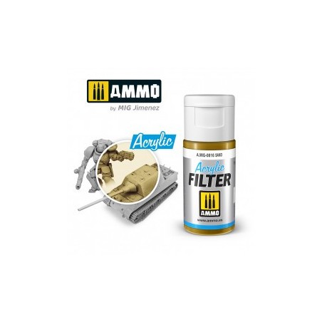 ACRYLIC FILTER  Sand. Bote de 15 ml. Marca Ammo of Mig Jimenez. Ref: AMIG0816, 0816.