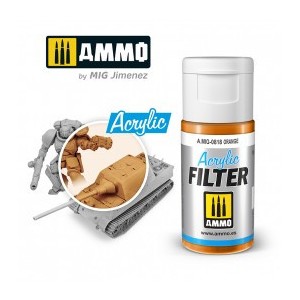 ACRYLIC FILTER  Orange. Bote de 15 ml. Marca Ammo of Mig Jimenez. Ref: AMIG0818, 0818.