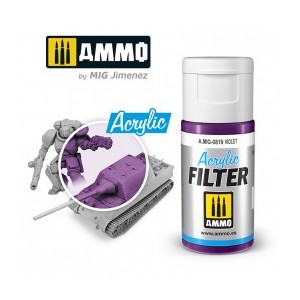 ACRYLIC FILTER  Violet. Bote de 15 ml. Marca Ammo of Mig Jimenez. Ref: AMIG0819, 0819.