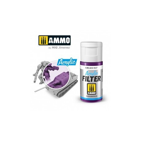 ACRYLIC FILTER  Violet. Bote de 15 ml. Marca Ammo of Mig Jimenez. Ref: AMIG0819, 0819.