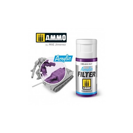 ACRYLIC FILTER  Violet. Bote de 15 ml. Marca Ammo of Mig Jimenez. Ref: AMIG0819, 0819.