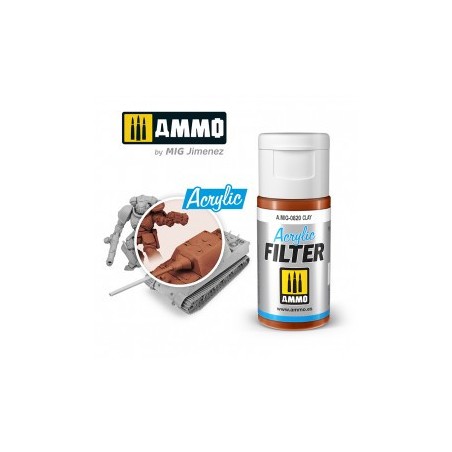 ACRYLIC FILTER  Clay- arcilla. Bote de 15 ml. Marca Ammo of Mig Jimenez. Ref: AMIG0820, 0820.
