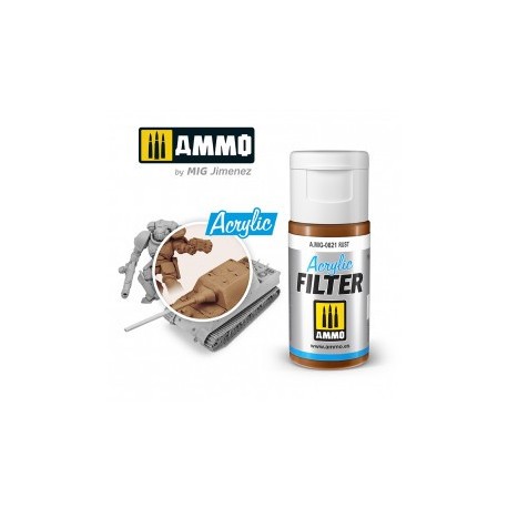 ACRYLIC FILTER  Oxido. Bote de 15 ml. Marca Ammo of Mig Jimenez. Ref: AMIG0821, 0821.