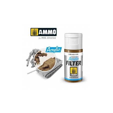 ACRYLIC FILTER  Ochre. Bote de 15 ml. Marca Ammo of Mig Jimenez. Ref: AMIG0822, 0822.