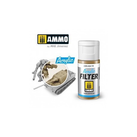 ACRYLIC FILTER  Tan. Bote de 15 ml. Marca Ammo of Mig Jimenez. Ref: AMIG0824, 0824.