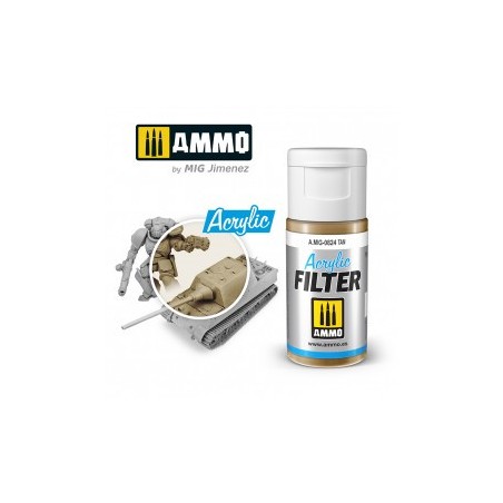 ACRYLIC FILTER  Tan. Bote de 15 ml. Marca Ammo of Mig Jimenez. Ref: AMIG0824, 0824.