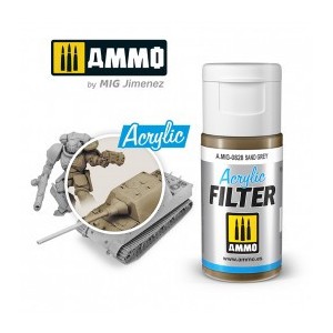 ACRYLIC FILTER Sand Grey. Bote de 15 ml. Marca Ammo of Mig Jimenez. Ref: AMIG0828, 0828.