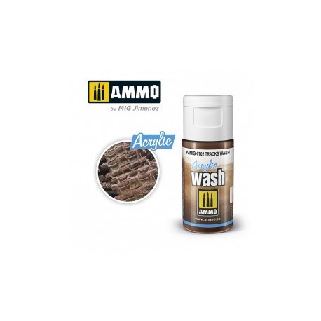 ACRYLIC WASH Tracks. Bote de 15 ml. Marca Ammo of Mig Jimenez. Ref: AMIG0702, 0702.