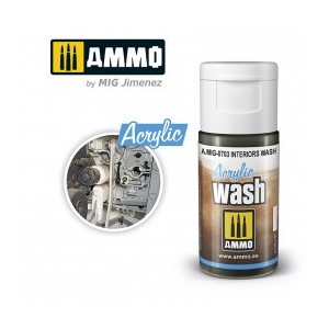 ACRYLIC WASH Interiors. Bote de 15 ml. Marca Ammo of Mig Jimenez. Ref: AMIG0703, 0703.