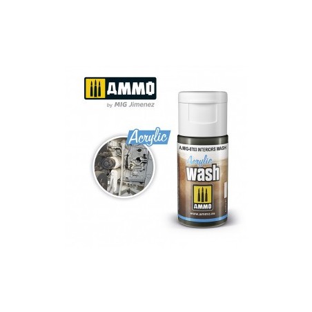 ACRYLIC WASH Interiors. Bote de 15 ml. Marca Ammo of Mig Jimenez. Ref: AMIG0703, 0703.