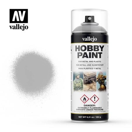 Surface Primer, Imprimación Gris. Spray 400 ml. Marca Vallejo. Ref: 28011.