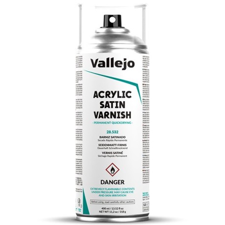 Aerosol Barniz Acrilico Satinado. Bote 400 ml. Marca Vallejo. Ref: 28.532.