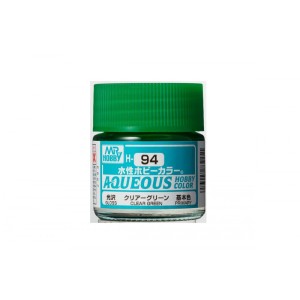 Mr.HOBBY AQUEOUS COLOR , Clear Green (Gloss). Bote 10 ml. Marca MR.Hobby. Ref: H94, 94.
