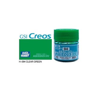 Mr.HOBBY AQUEOUS COLOR , Clear Green (Gloss). Bote 10 ml. Marca MR.Hobby. Ref: H94, 94. 2