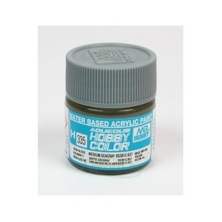 Mr.HOBBY AQUEOUS COLOR , GRIS MEDIO BS381C/637 SATINADO. Bote 10 ml. Marca MR.Hobby. Ref: H335, 335.