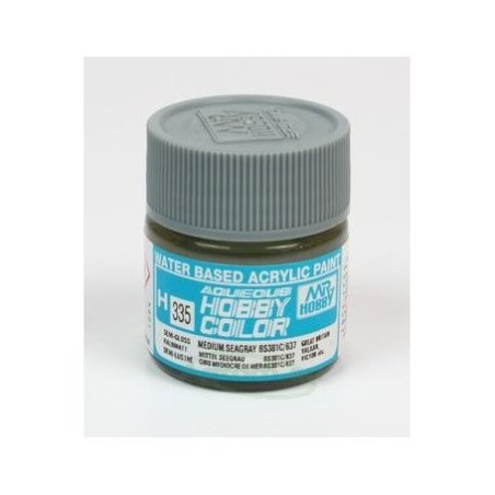 Mr.HOBBY AQUEOUS COLOR , GRIS MEDIO BS381C/637 SATINADO. Bote 10 ml. Marca MR.Hobby. Ref: H335, 335.