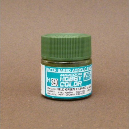 Mr.HOBBY AQUEOUS COLOR , FIELD GREEN FS34097 SATINADO. Bote 10 ml. Marca MR.Hobby. Ref: H340, 340.
