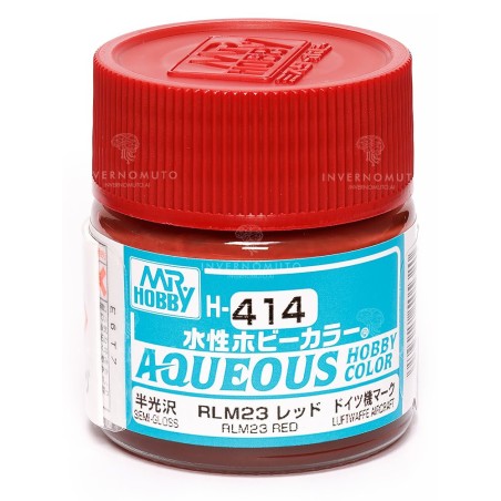 Mr.HOBBY AQUEOUS COLOR , ROJO RLM23 SATINADO. Bote 10 ml. Marca MR.Hobby. Ref: H414, 414.