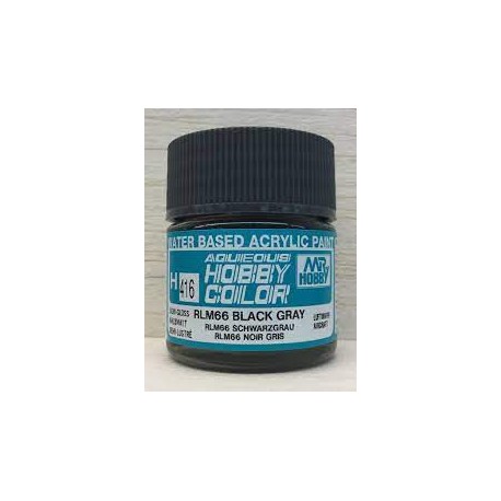 Mr.HOBBY AQUEOUS COLOR , GRIS NEGRO RLM66 SATINADO. Bote 10 ml. Marca MR.Hobby. Ref: H416, 416.
