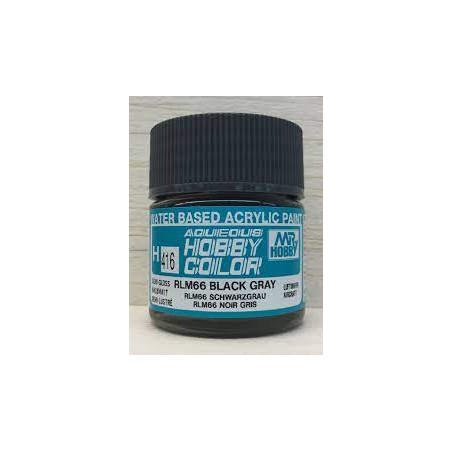 Mr.HOBBY AQUEOUS COLOR , GRIS NEGRO RLM66 SATINADO. Bote 10 ml. Marca MR.Hobby. Ref: H416, 416.
