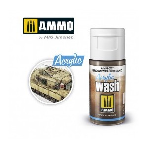 ACRYLIC WASH Marrón para Arena. Bote de 15 ml. Marca Ammo of Mig Jimenez. Ref: AMIG0707, 0707.