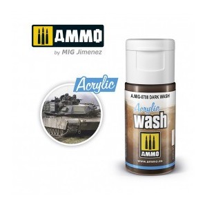ACRYLIC WASH OSCURO. Bote de 15 ml. Marca Ammo of Mig Jimenez. Ref: AMIG0708, 0708.