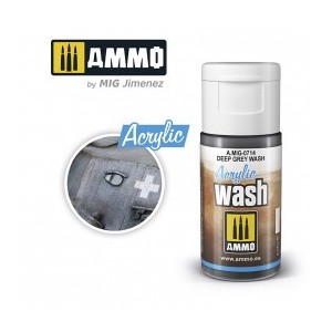 ACRYLIC WASH DEEP GREY. Bote de 15 ml. Marca Ammo of Mig Jimenez. Ref: AMIG0714, 0714.