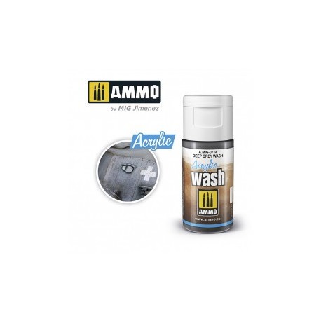 ACRYLIC WASH DEEP GREY. Bote de 15 ml. Marca Ammo of Mig Jimenez. Ref: AMIG0714, 0714.