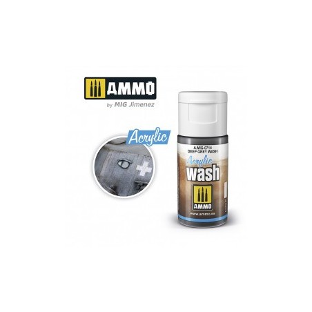 ACRYLIC WASH DEEP GREY. Bote de 15 ml. Marca Ammo of Mig Jimenez. Ref: AMIG0714, 0714.