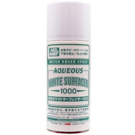 Aqueous White Surfacer 1000 Spray. Bote 170 ml. Marca MR.Hobby. Ref: B612.