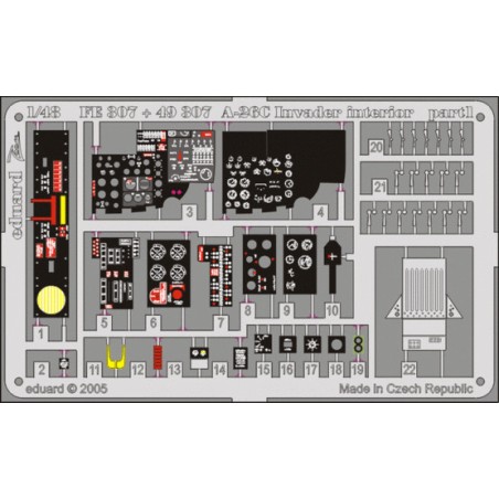 Fotograbados para Interior del A-26C. Escala: 1:48. Marca Eduard. Ref: FE307.