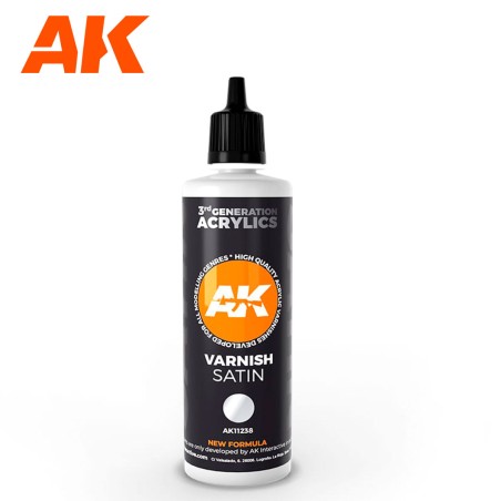 SATIN VARNISH 3rd Generación. Bote 100 ml. Marca Ak-Interactive. Ref: Ak11238.