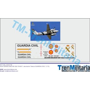 Calcas Avión Suepr King Air 235i "09-601" blanco Guardia Civil. Escala 1:72. Marca Trenmilitaria. Ref: 000_7818.