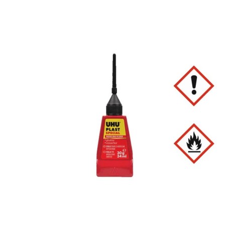 UHU Plast Special con frasco de jeringa fina 30g. Marca Uhu. Ref: D5882.
