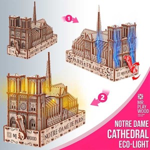 Catedral de Notre Dame (Eco - light) 204 piezas, madera contrachapada, Kit de montaje. Marca Mr.playwood. Ref: 10210. 2