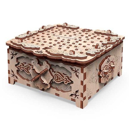 Caja de Secretos Fantasía Floral 220 piezas, madera contrachapada, Kit de montaje. Marca Mr.playwood. Ref: 10607.
