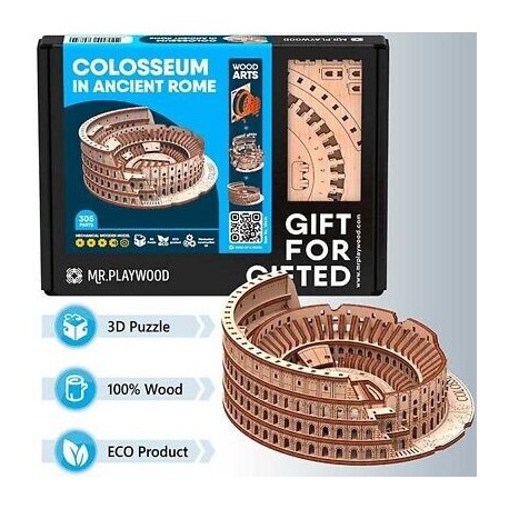 COLISEO DE ROMA 305 pz, madera contrachapada, Kit de montaje. Marca Mr.playwood. Ref: 10414.