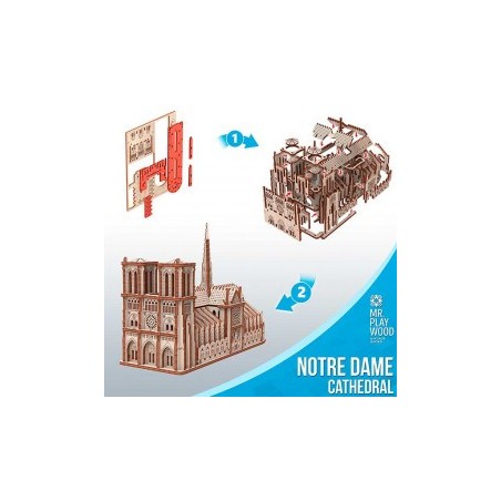 Catedral de Notre Dame 148 pz, madera contrachapada. Marca Mr.playwood. Ref: 10411.