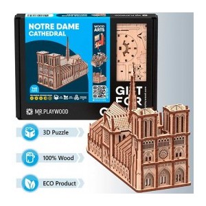 Catedral de Notre Dame 148 pz, madera contrachapada. Marca Mr.playwood. Ref: 10411.
