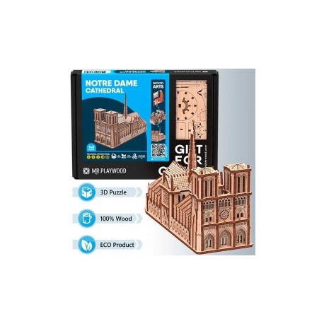 Catedral de Notre Dame 148 pz, madera contrachapada. Marca Mr.playwood. Ref: 10411.