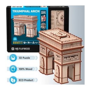 Arco del Triunfo 96 pz, madera contrachapada, Kit de montaje. Marca Mr.playwood. Ref: 10408.
